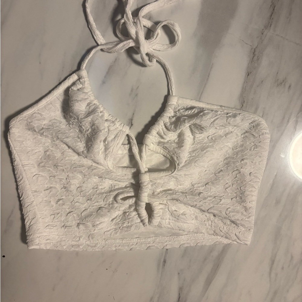 Shein White Lace Halter Tank Top